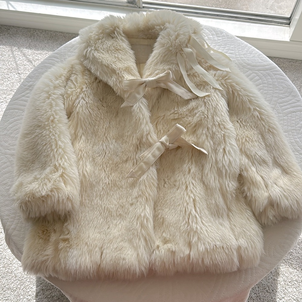 I PINCO PALLINO winter far jacket off white girls size 8